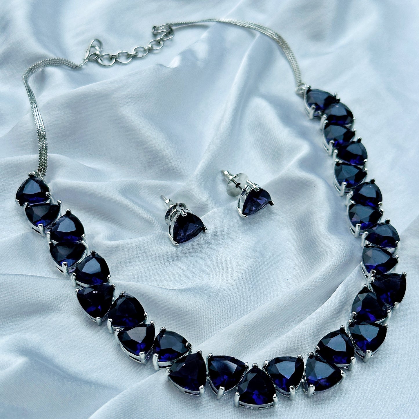 Deep Purple Amethyst Stones Silver Plated Necklace Set