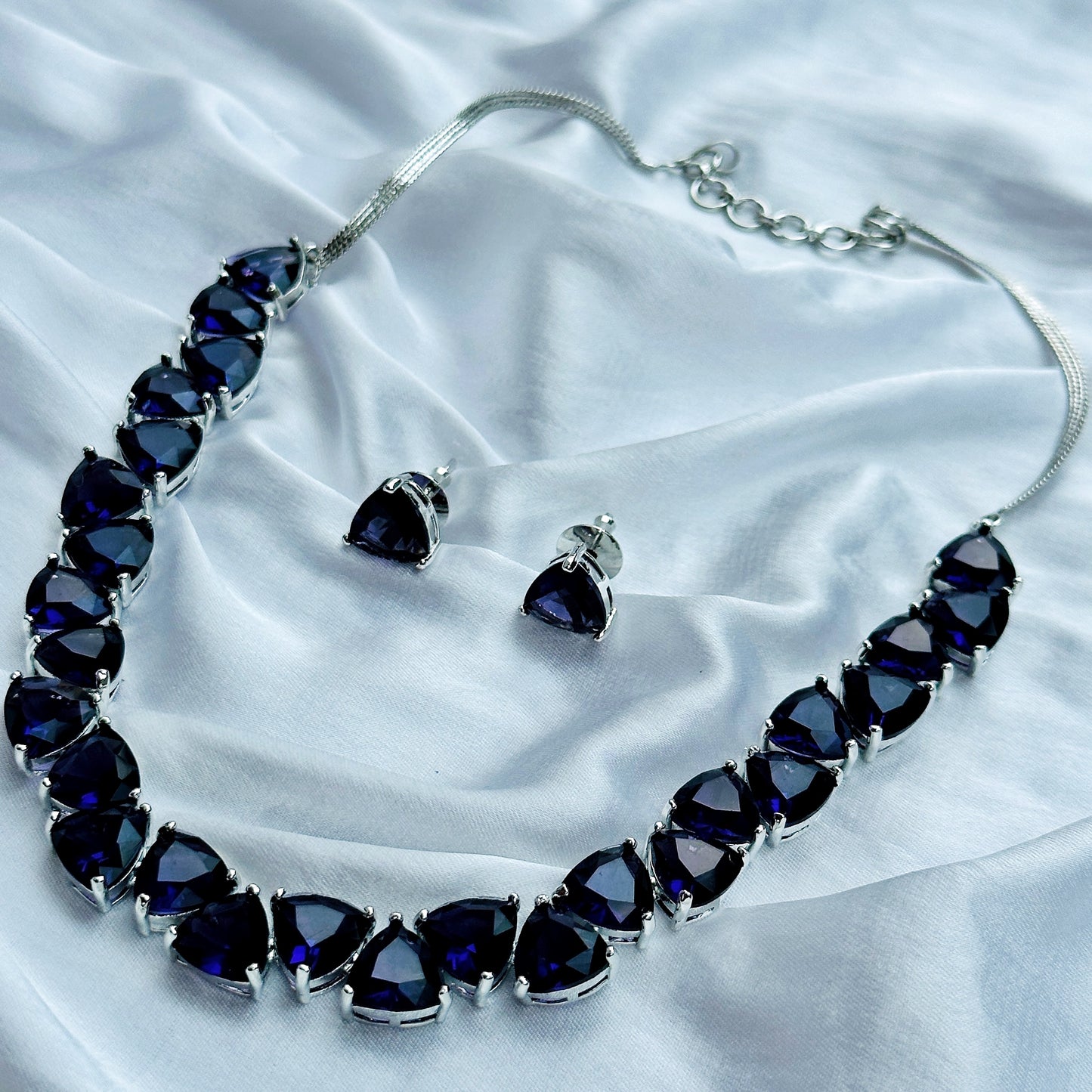 Deep Purple Amethyst Stones Silver Plated Necklace Set