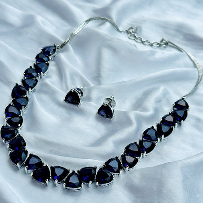 Deep Purple Amethyst Stones Silver Plated Necklace Set