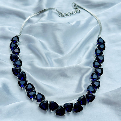Deep Purple Amethyst Stones Silver Plated Necklace Set