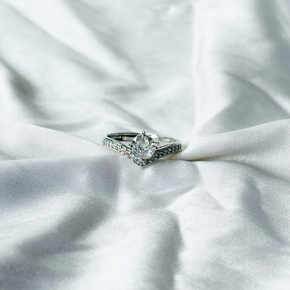 Solitaire Cubic Zircon Stone American Diamond Silver Plated Adjustable Ring