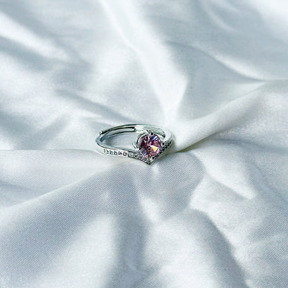 Pink Topaz Cubic Zircon American Diamond Silver Plated Adjustable Ring