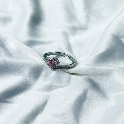 Pink Topaz Cubic Zircon American Diamond Silver Plated Adjustable Ring