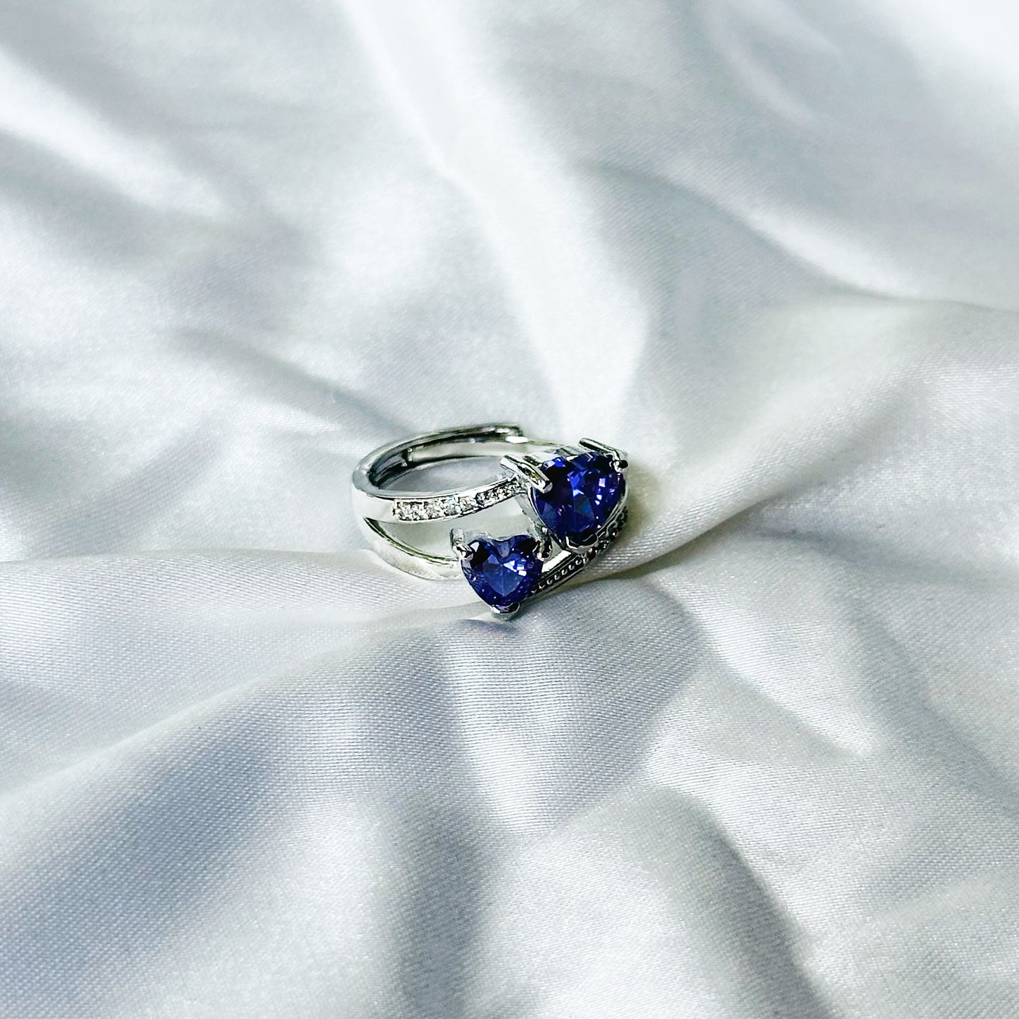Deep Purple Amethyst Cubic Zircon Stone American Diamond Silver Plated Adjustable Ring