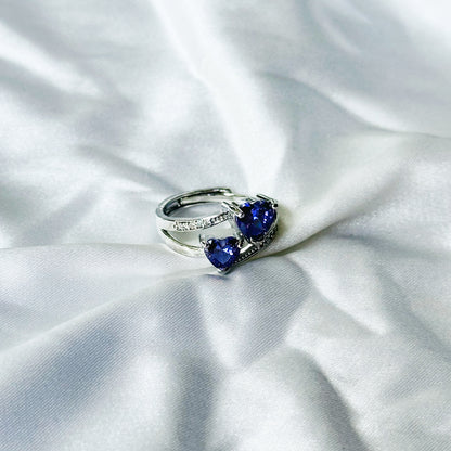 Deep Purple Amethyst Cubic Zircon Stone American Diamond Silver Plated Adjustable Ring