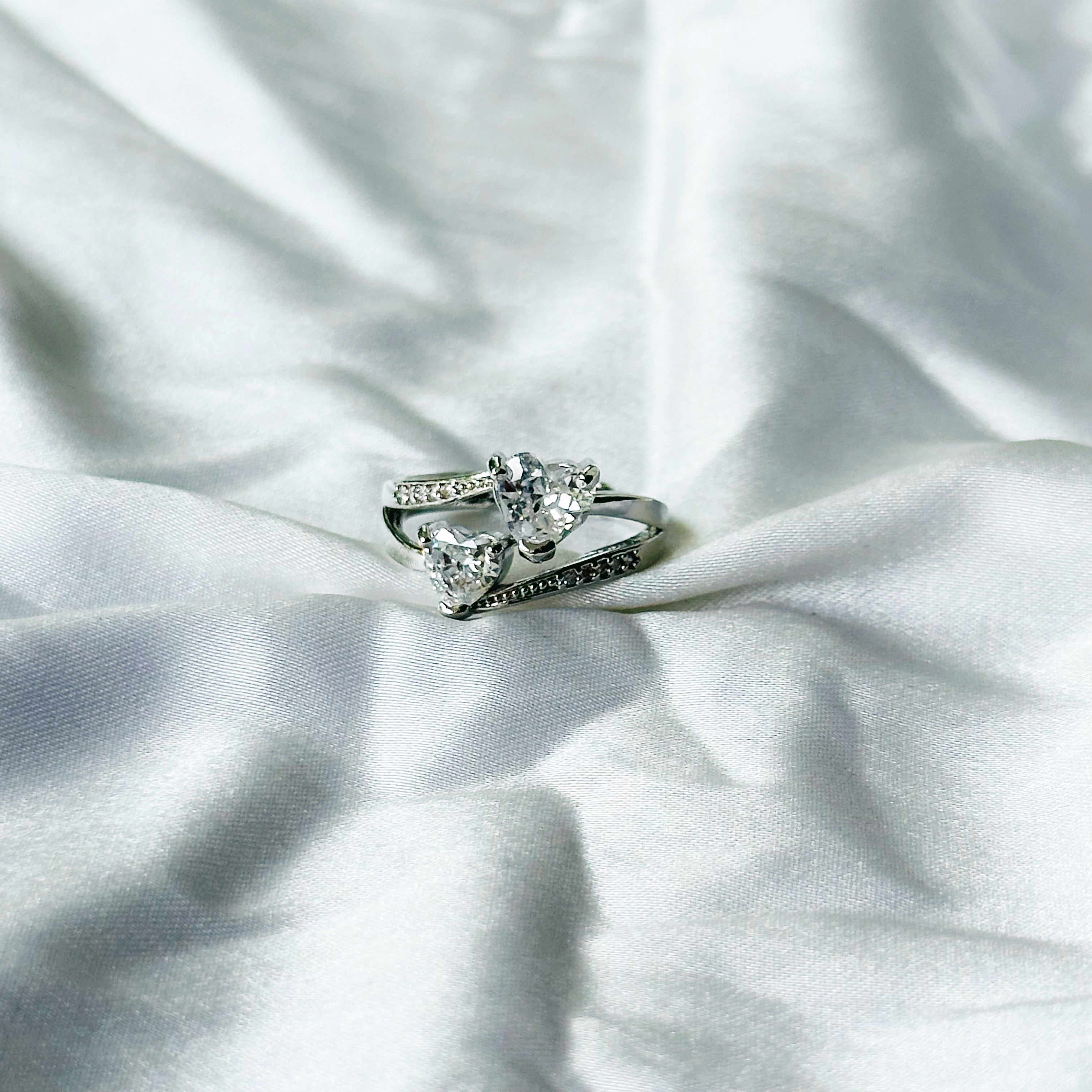 Solitaire Cubic Zircon Stone American Diamond Silver Plated Adjustable Ring
