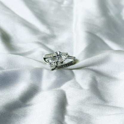Solitaire Cubic Zircon Stone American Diamond Silver Plated Adjustable Ring