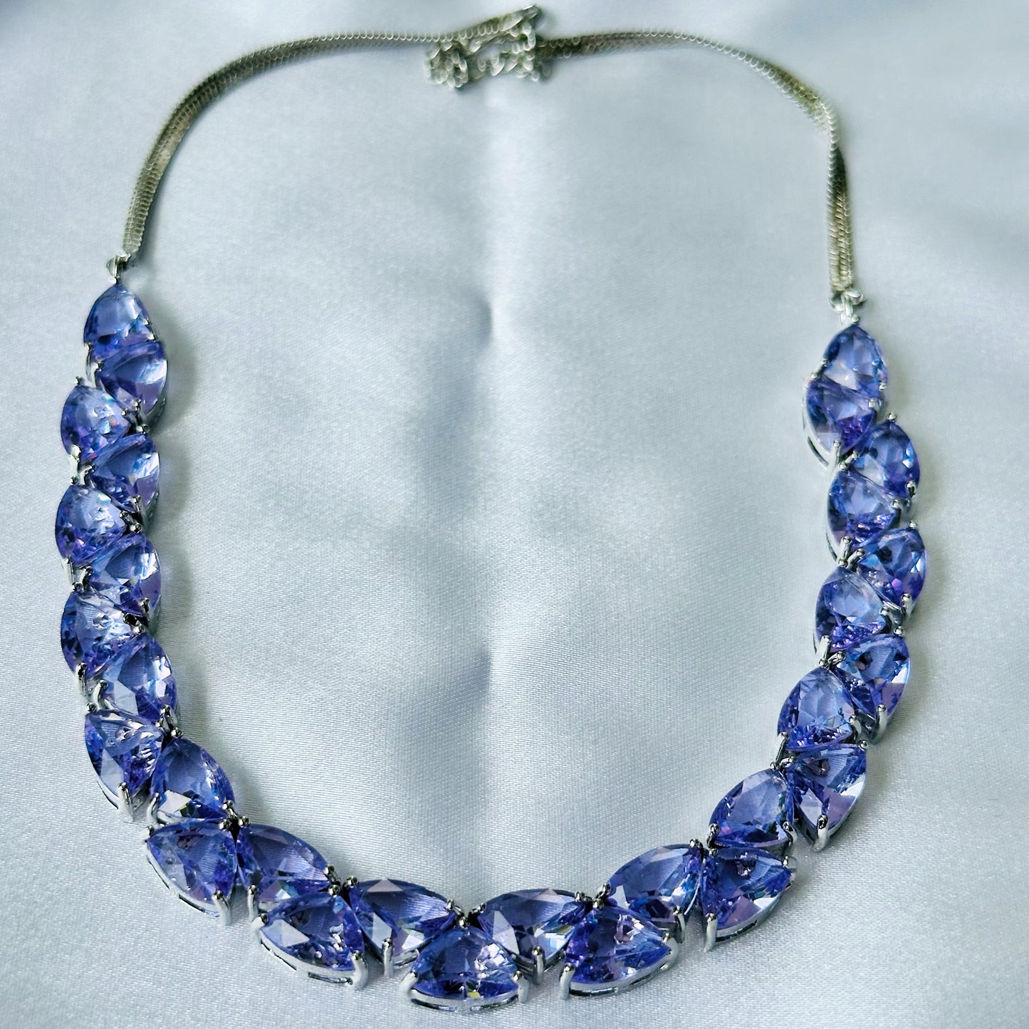 Lilac Cubic Zircon Stones Silver Plated Necklace Set
