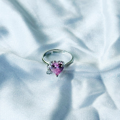 Pink Topaz Cubic Zircon American Diamond Silver Plated Adjustable Ring