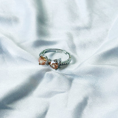 Champagne Cubic Zircon Stone American Diamond Silver Plated Adjustable Ring