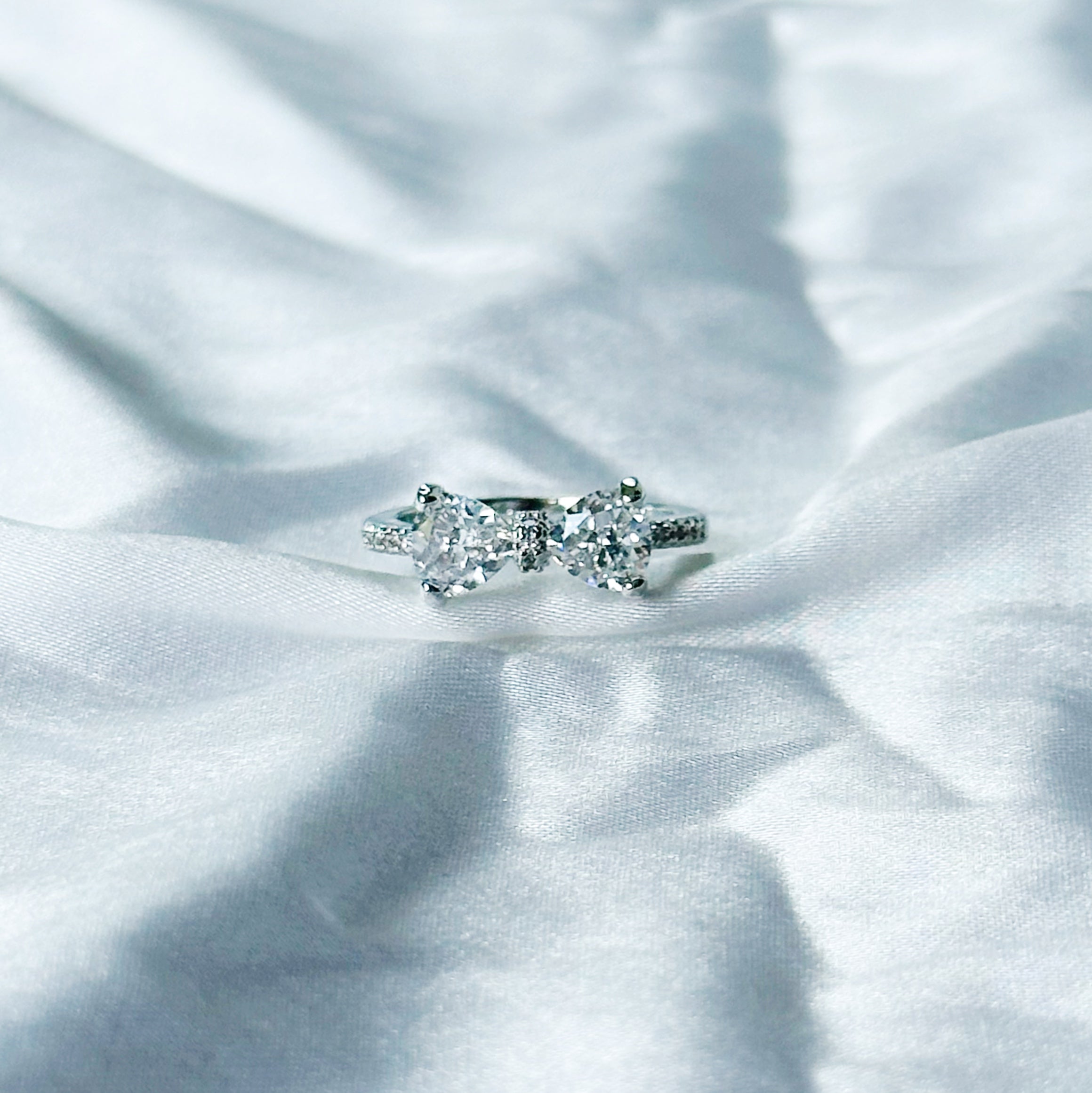 Solitaire Cubic Zircon Stone American Diamond Silver Plated Adjustable Ring