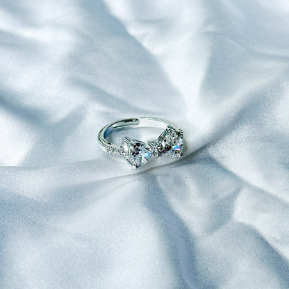 Solitaire Cubic Zircon Stone American Diamond Silver Plated Adjustable Ring