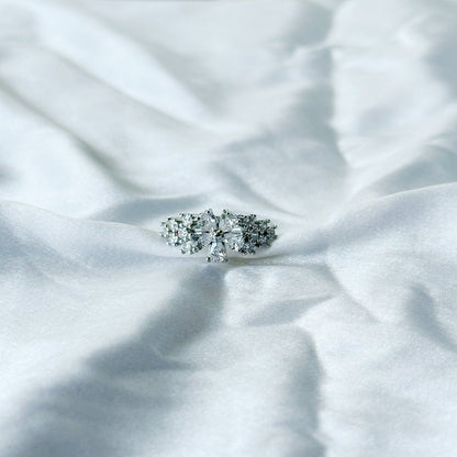 Solitaire Cubic Zircon Stone American Diamond Silver Plated Adjustable Ring