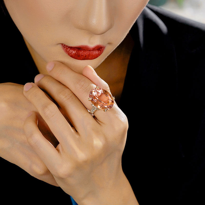 Yellow Smoked Topaz Cubic Zircon Ice Cut American Diamond Gold/Silver Plated Adjustable Ring