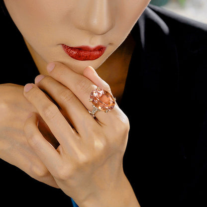 Yellow Smoked Topaz Cubic Zircon Ice Cut American Diamond Gold/Silver Plated Adjustable Ring