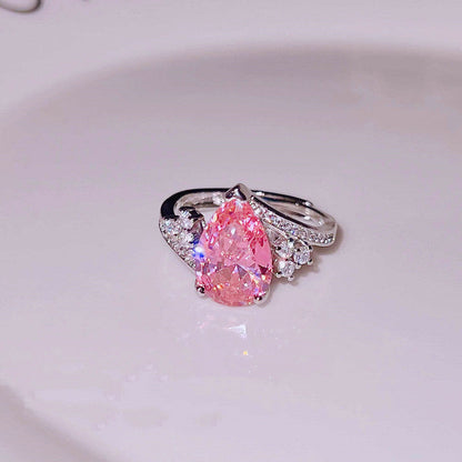 Pink Topaz Cubic Zircon American Diamond Silver Plated Adjustable Ring