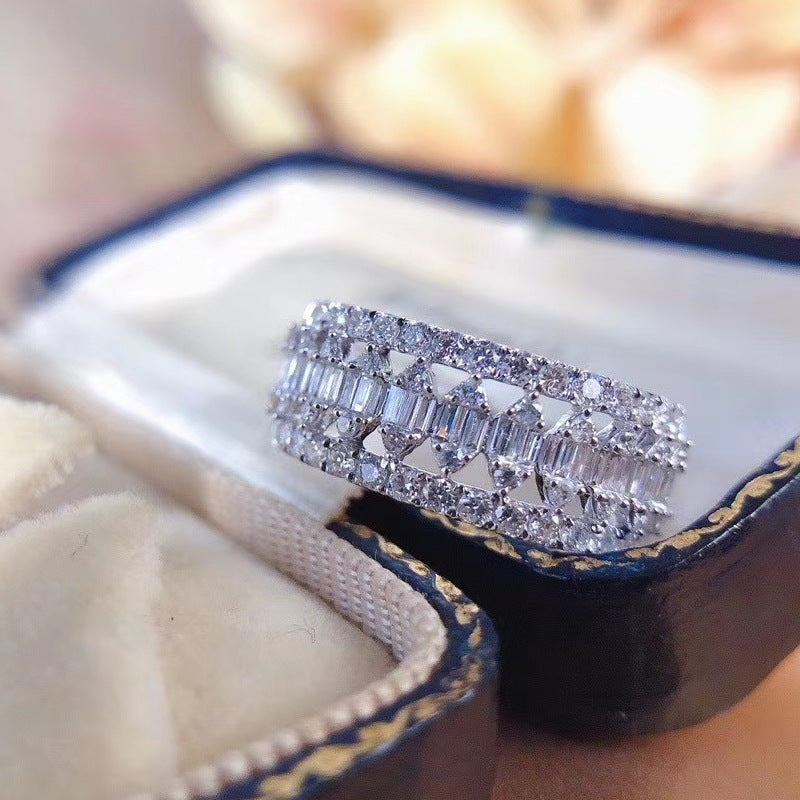 American Diamond Silver Plated Adjustable Ring