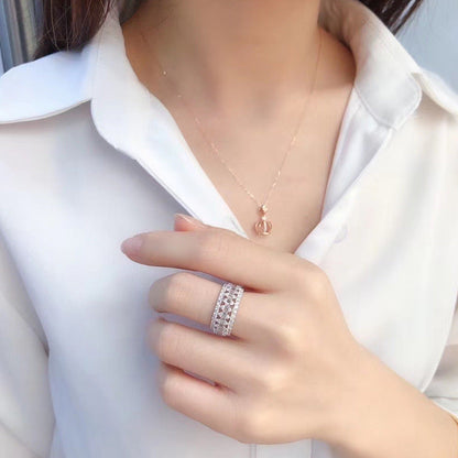 American Diamond Silver Plated Adjustable Ring