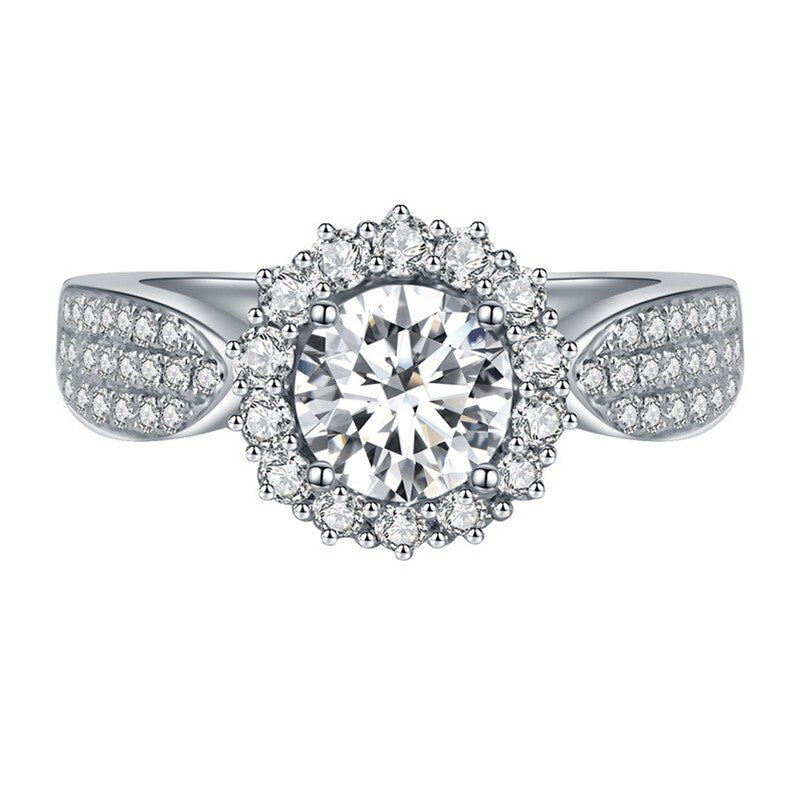 Solitaire Cubic Zircon American Diamond Silver Plated Adjustable Ring