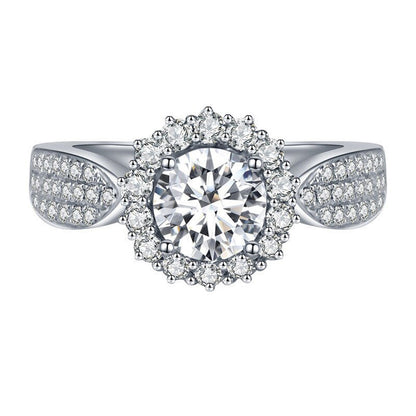 Solitaire Cubic Zircon American Diamond Silver Plated Adjustable Ring