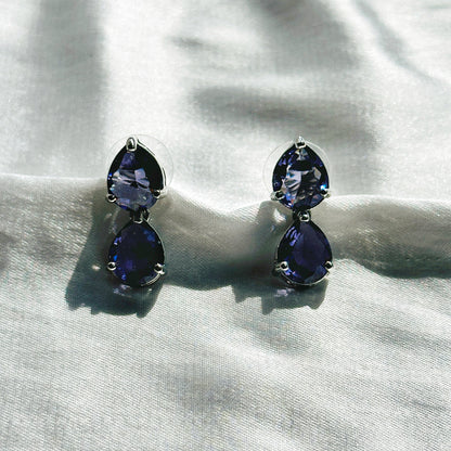 Deep Purple Amethyst Cubic Zircon Stones Silver Plated Necklace Set
