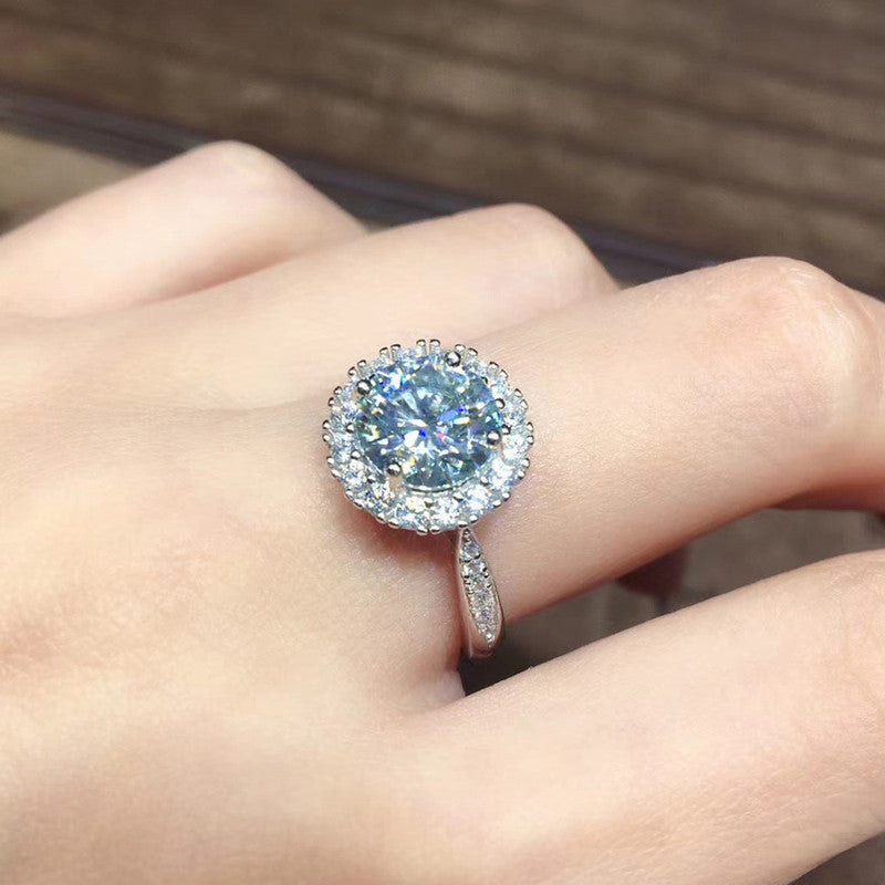 Solitaire Cubic Zircon American Diamond Silver Plated Adjustable Ring