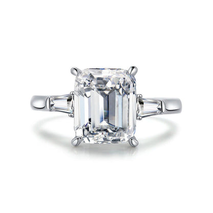 American Diamond Ice Cut Stone American Diamond Silver Plated Adjustable Ring