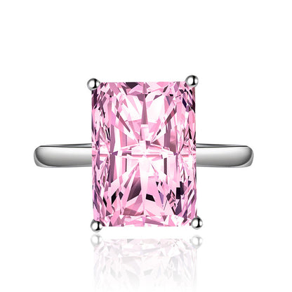 Pink Topaz Cubic Zircon Ice Cut Stone Silver Plated Adjustable Ring