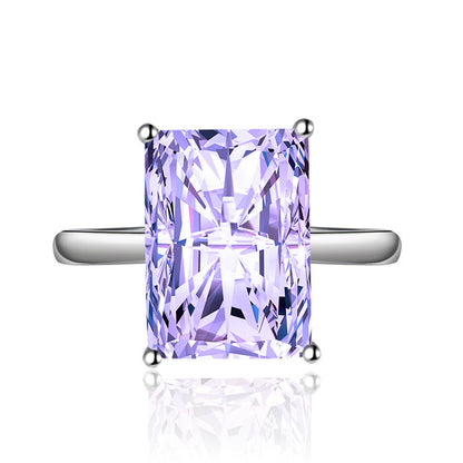 Light Amethyst Cubic Zircon Ice Cut Stone Silver Plated Adjustable Ring