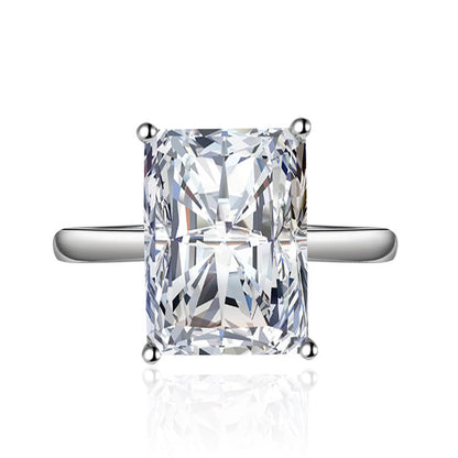 Solitaire Inspired CZ Silver-Plated Adjustable Ring