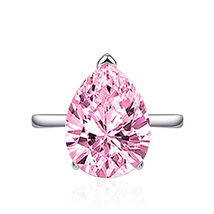 Pink Topaz Cubic Zircon Ice Cut Stone Silver Plated Adjustable Ring