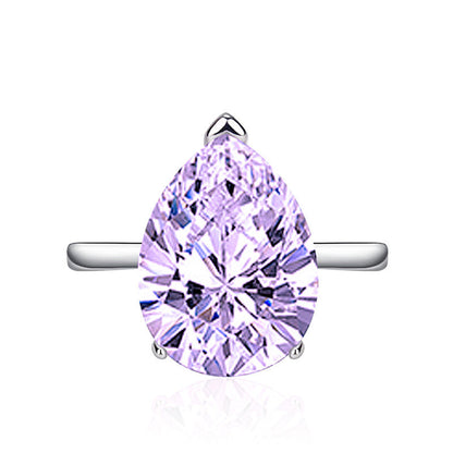 Light Amethyst Cubic Zircon Ice Cut Stone Silver Plated Adjustable Ring
