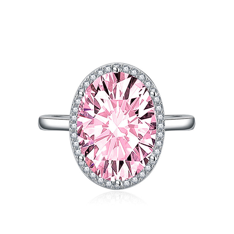 Pink Topaz Cubic Zircon Ice Cut Stone American Diamond Silver Plated Adjustable Ring