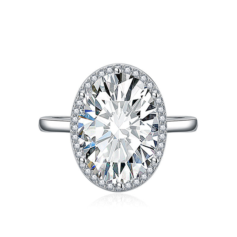 American Diamond Ice Cut Stone American Diamond Silver Plated Adjustable Ring