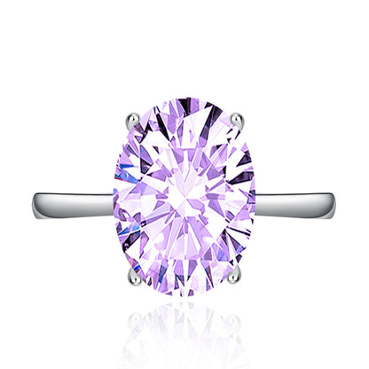 Light Amethyst Cubic Zircon Ice Cut Stone Silver Plated Adjustable Ring