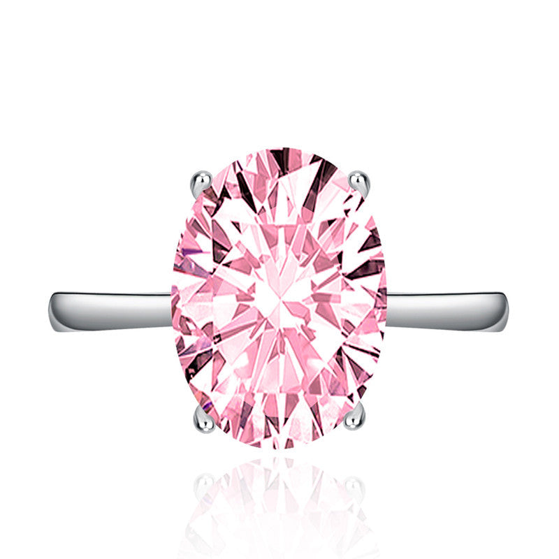Pink Topaz Cubic Zircon Ice Cut Stone Silver Plated Adjustable Ring