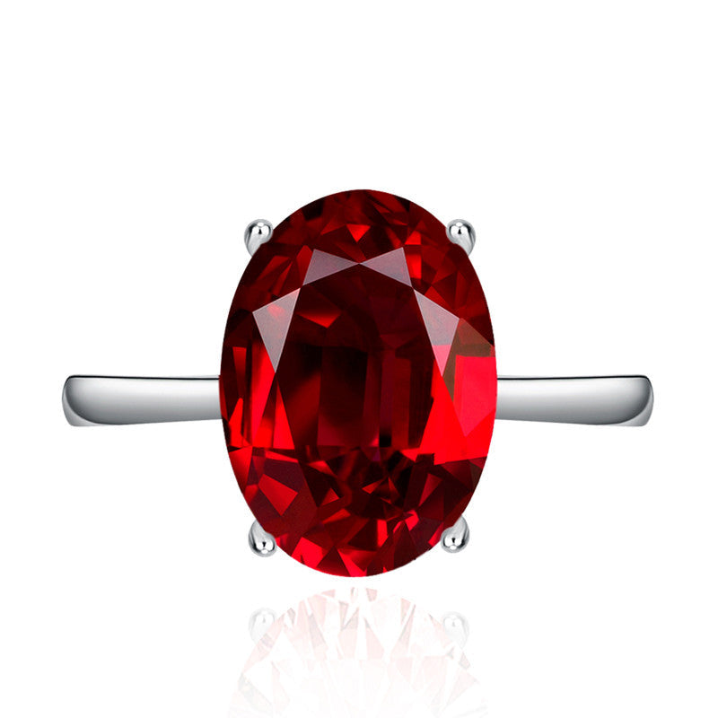 Red Ruby Cubic Zircon Ice Cut Stone Silver Plated Adjustable Ring