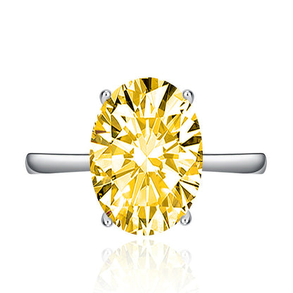 Yellow Topaz Cubic Zircon Ice Cut Stone Silver Plated Adjustable Ring