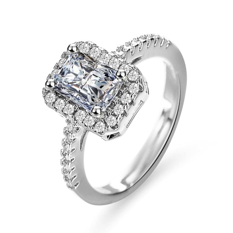 American Diamond Ice Cut Stone American Diamond Silver Plated Adjustable Ring