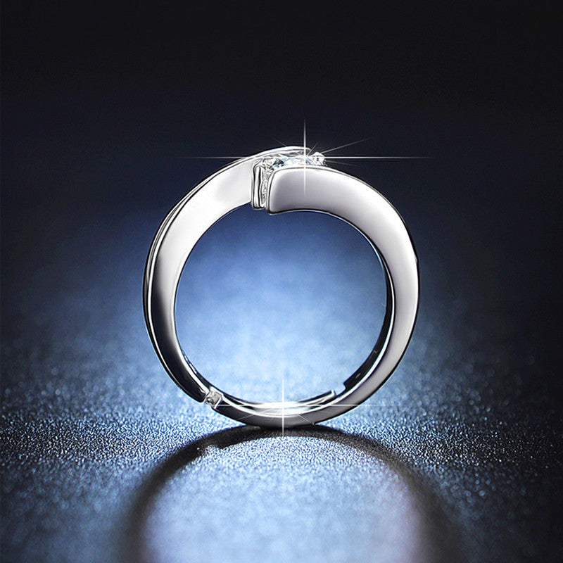 Solitaire Cubic Zircon Silver Plated Adjustable Ring