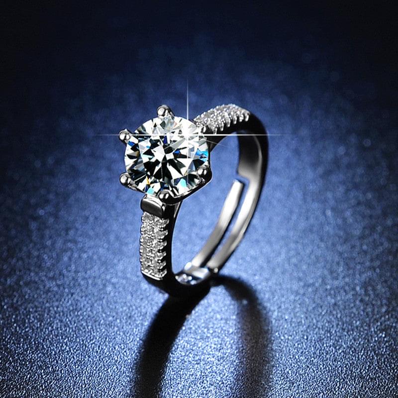 Solitaire Cubic Zircon American Diamond Silver Plated Adjustable Ring