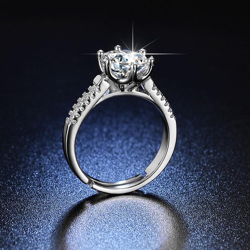 Solitaire Cubic Zircon American Diamond Silver Plated Adjustable Ring