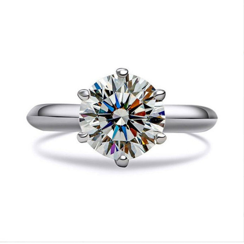 Solitaire Cubic Zircon Silver Plated Adjustable Ring
