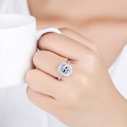 Solitaire Cubic Zircon American Diamond Silver Plated Adjustable Ring