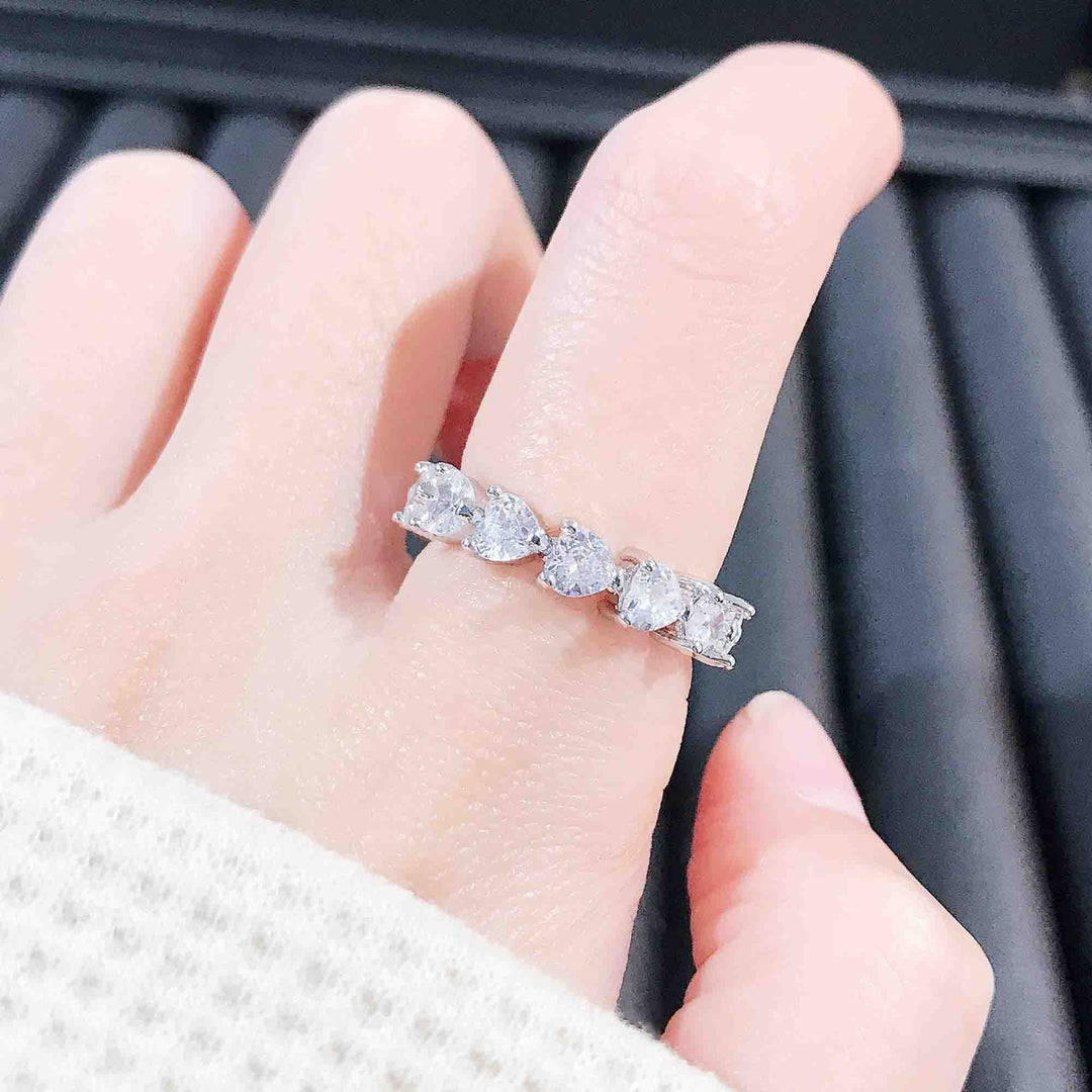 Matrix Design American Diamond Silver Plated Adjustable Ring