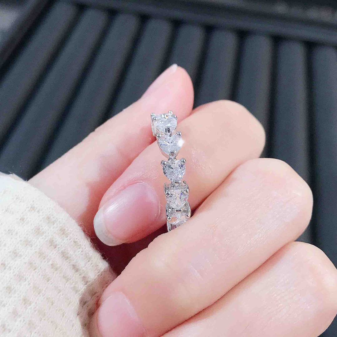 Matrix Design American Diamond Silver Plated Adjustable Ring