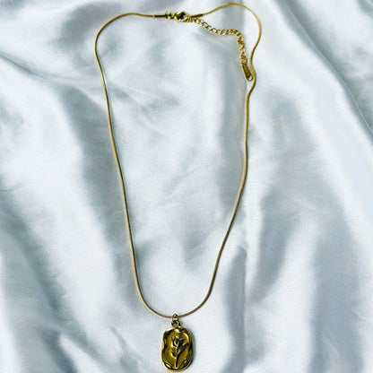 Floral Design Anti-Tarnish Stainless Steel Gold Plated Necklace