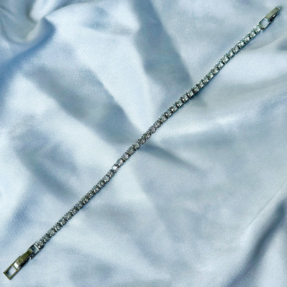 American Diamond Silver Plated Tennis Chain Bracelet