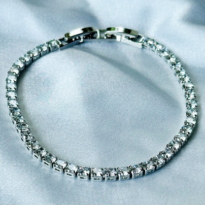 American Diamond Silver Plated Tennis Chain Bracelet