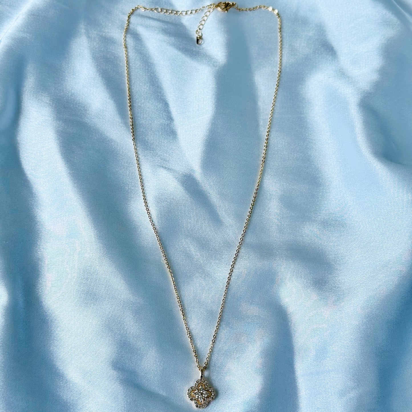 Floral Design American Diamond Gold Plated Stainless Steel Necklace